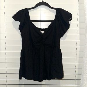 peplum short sleeve top